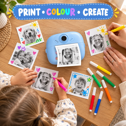 Child and parent colouring SnapPrint Mini monochrome photos