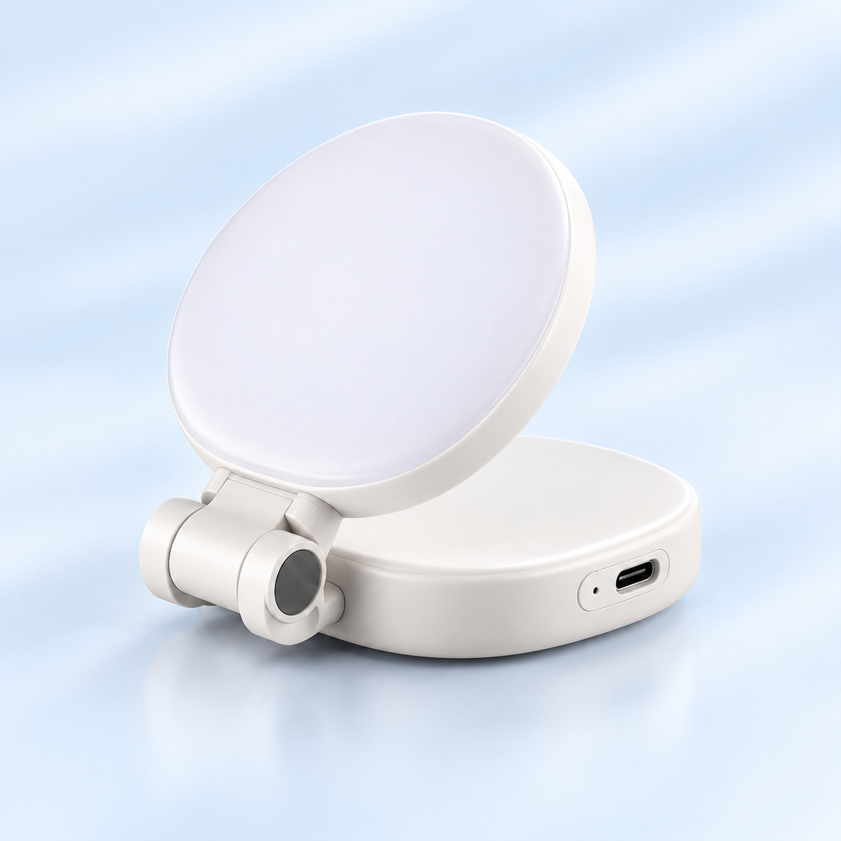Separate foldable magnetic fill light with hinge and charging port