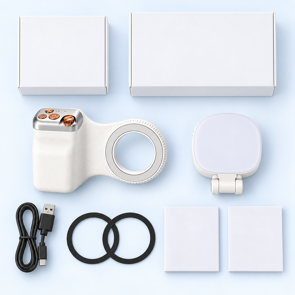 2-in-1 camera grip and magnetic fill light combo contents