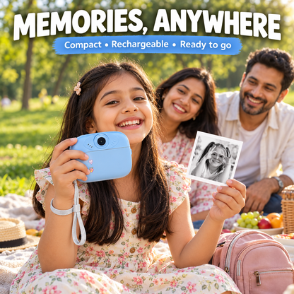 Portable SnapPrint Mini camera at a family picnic