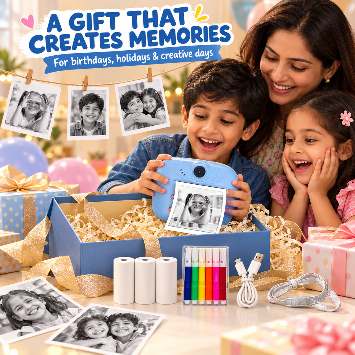 SnapPrint Mini camera creative gift set for children