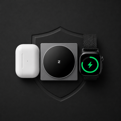 Charging station for a compatible phone, smartwatch and earbuds