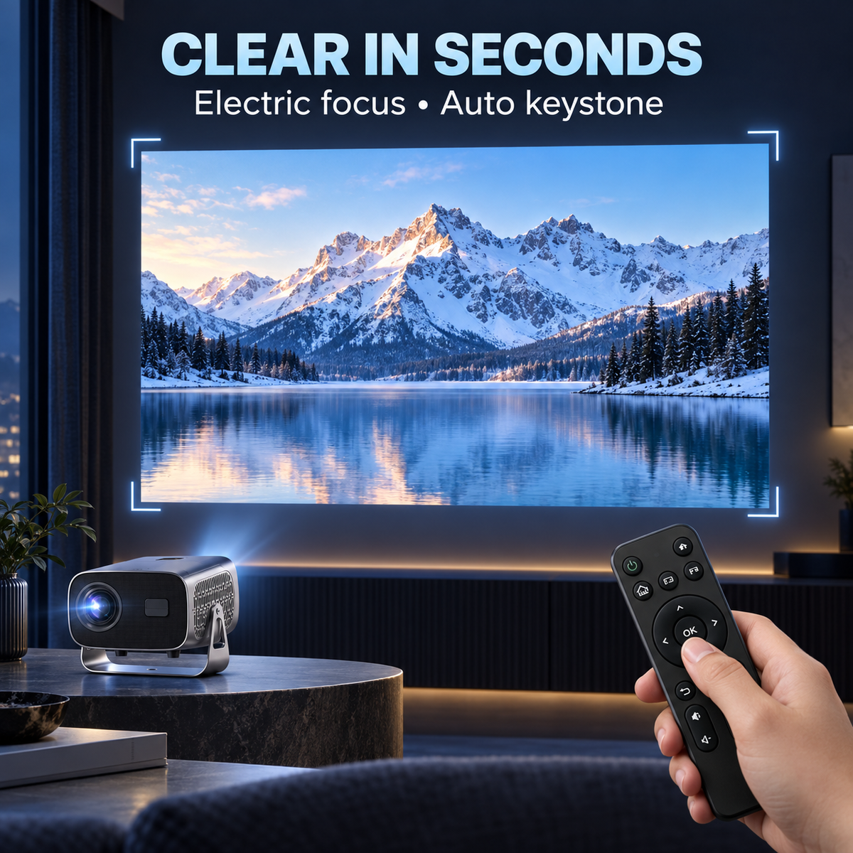A10 Pro projector electric focus and automatic keystone with remote