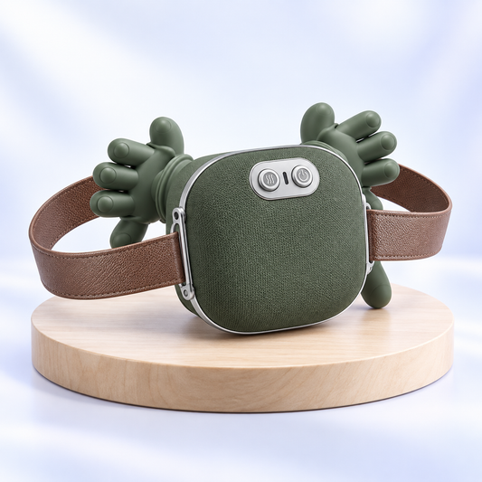 ARLISHCO 4D bionic hand kneading massager in sage green with brown pull straps