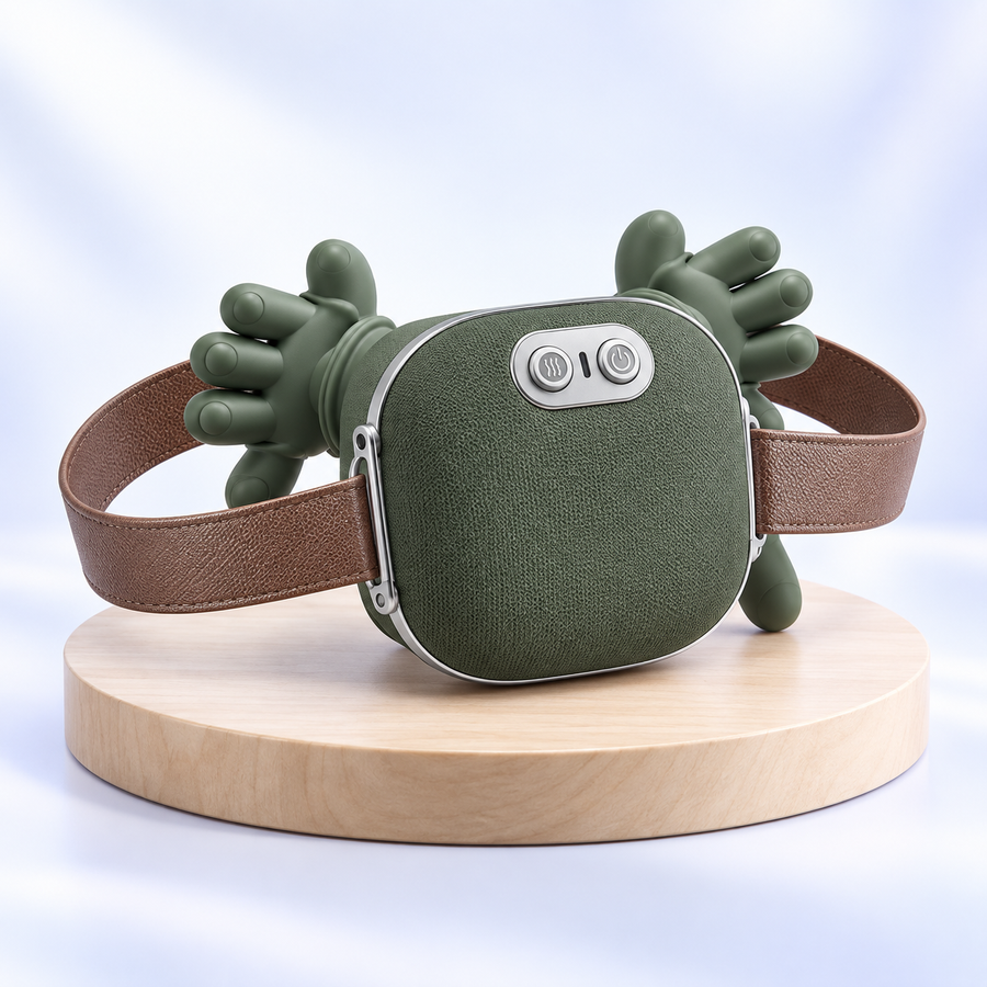 ARLISHCO 4D bionic hand kneading massager in sage green with brown pull straps