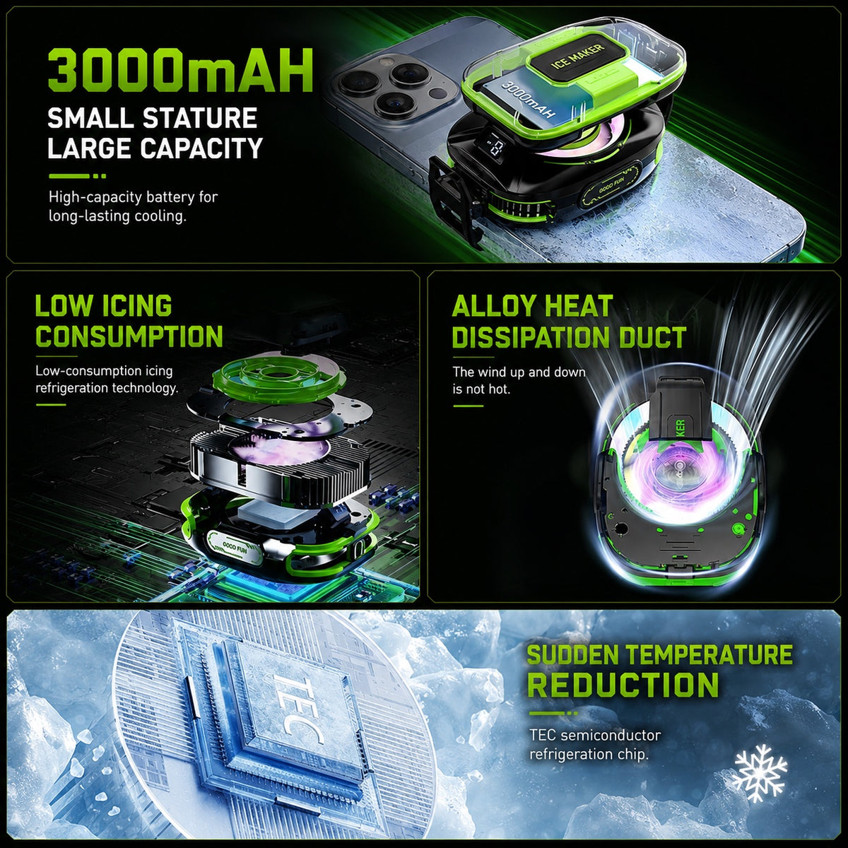 3000mAh battery, TEC cooling and alloy heat dissipation features