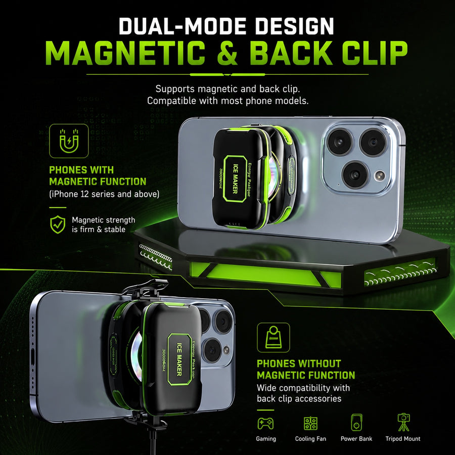 Magnetic and back clip mounting options for compatible smartphones