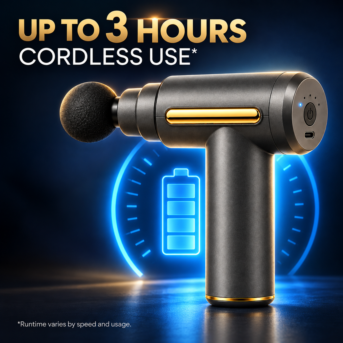 Up to three hours cordless use