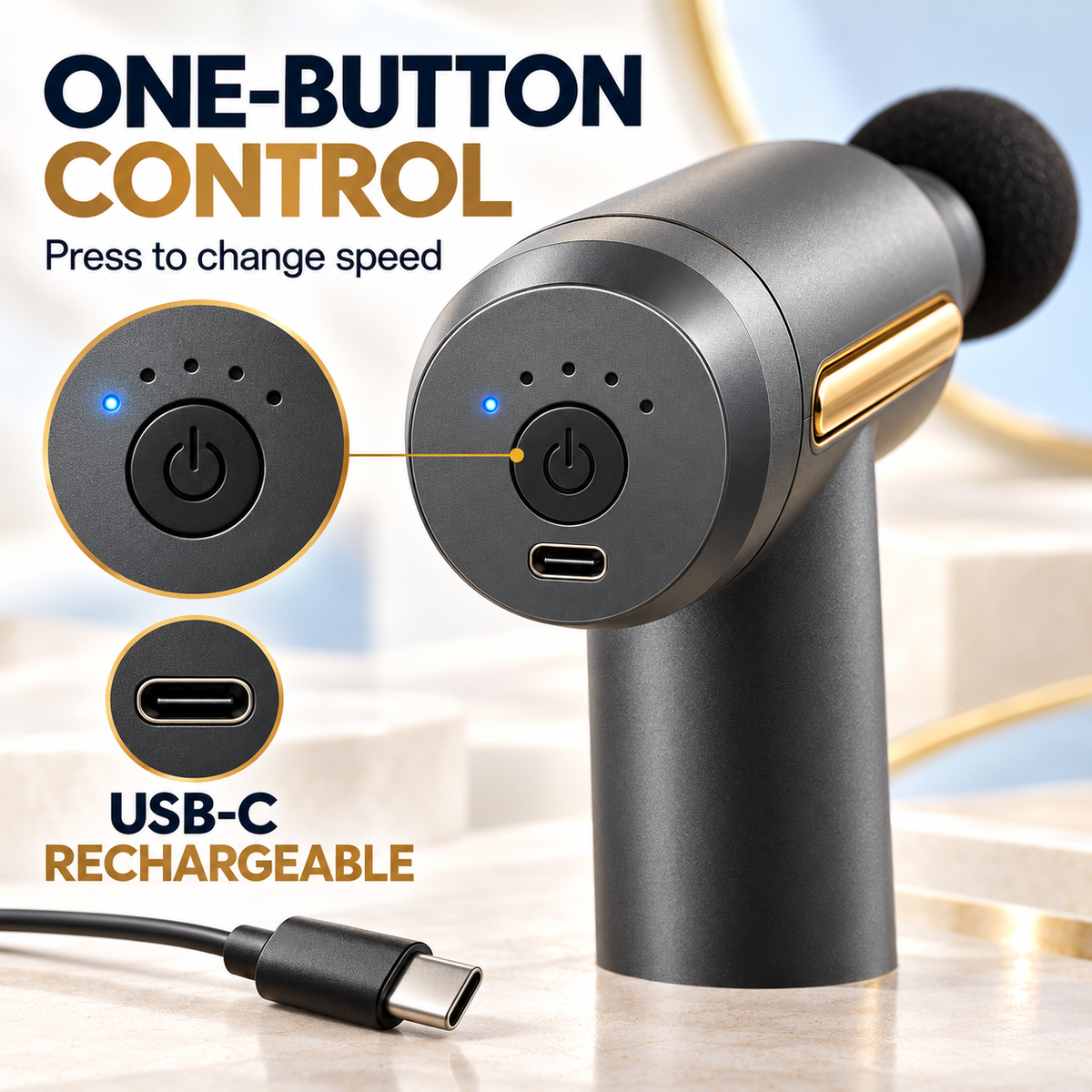 One-button control and USB-C charging