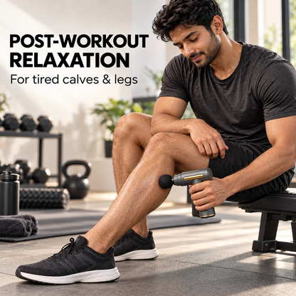Massage gun for post-workout calf relaxation