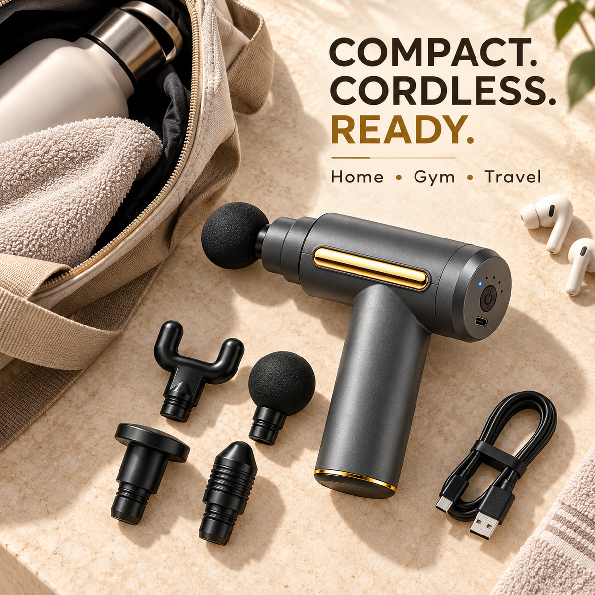 Compact portable massage gun