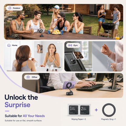 Phone holder use cases with cleaning wipes and magnetic ring included