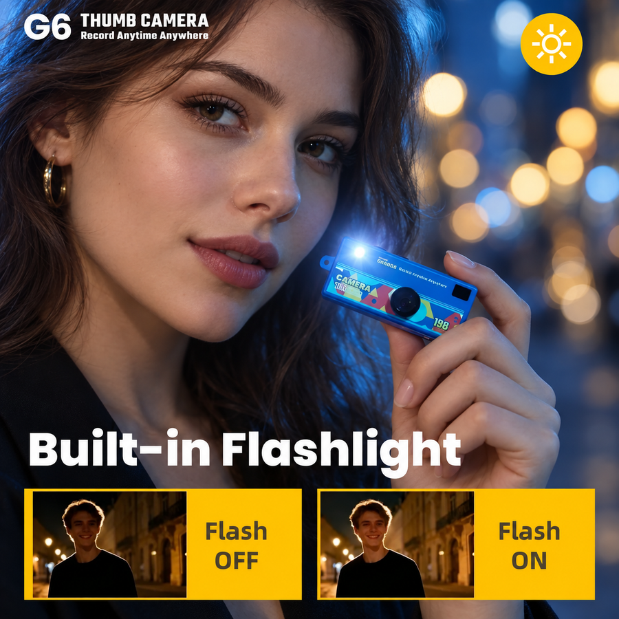 G6 Thumb Camera built-in flash feature